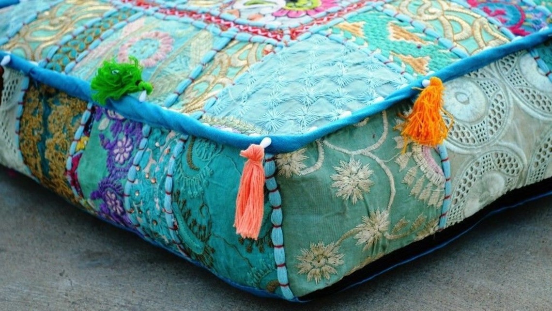 Large Floor Cushion Cover Floor Seating Indian Cushion Square Etsy