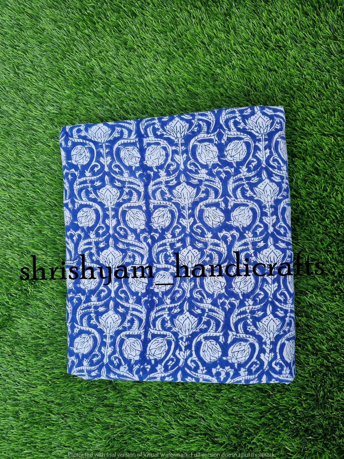 Blue - Sanganeri Hand Block Print Table Runner with Mats & Napkins