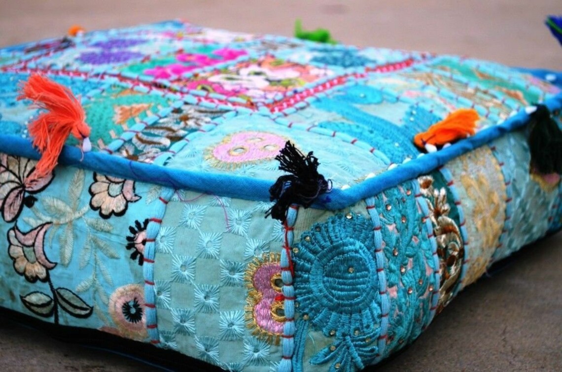 Large Floor Cushion Cover Floor Seating Indian Cushion Square Etsy