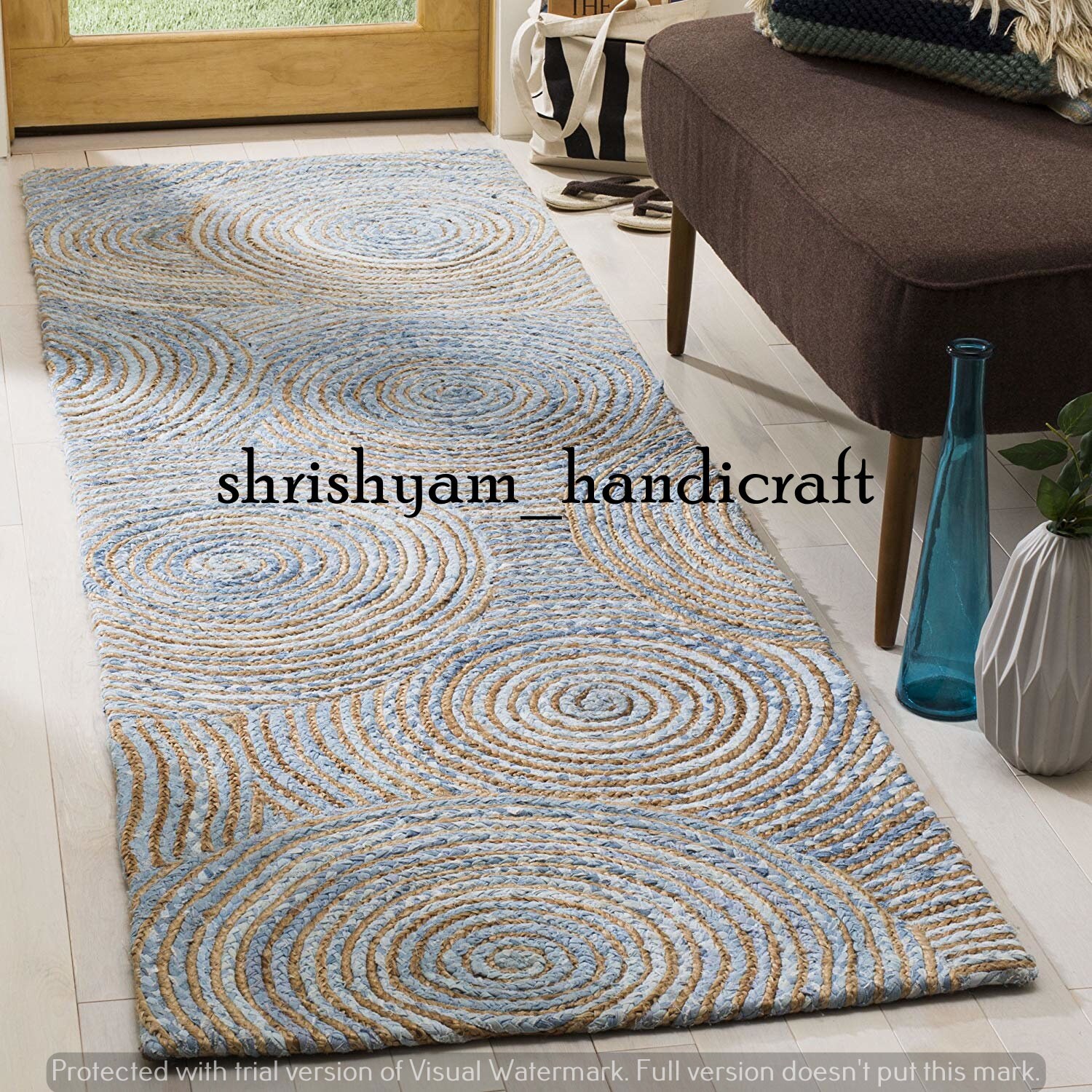 Rug Jute Natural Rectangle Braided Floor Mat Handmade Etsy