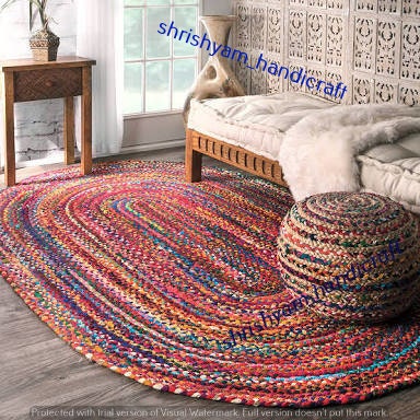 Hand Braided Bohemian Colorful Cotton Chindi Area Rug Multi - Etsy