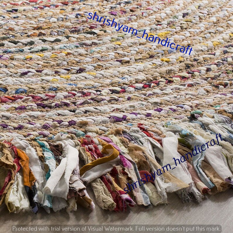 Indian Braided Area Rug Bohemian Rag Rug Jute and Cotton Home - Etsy