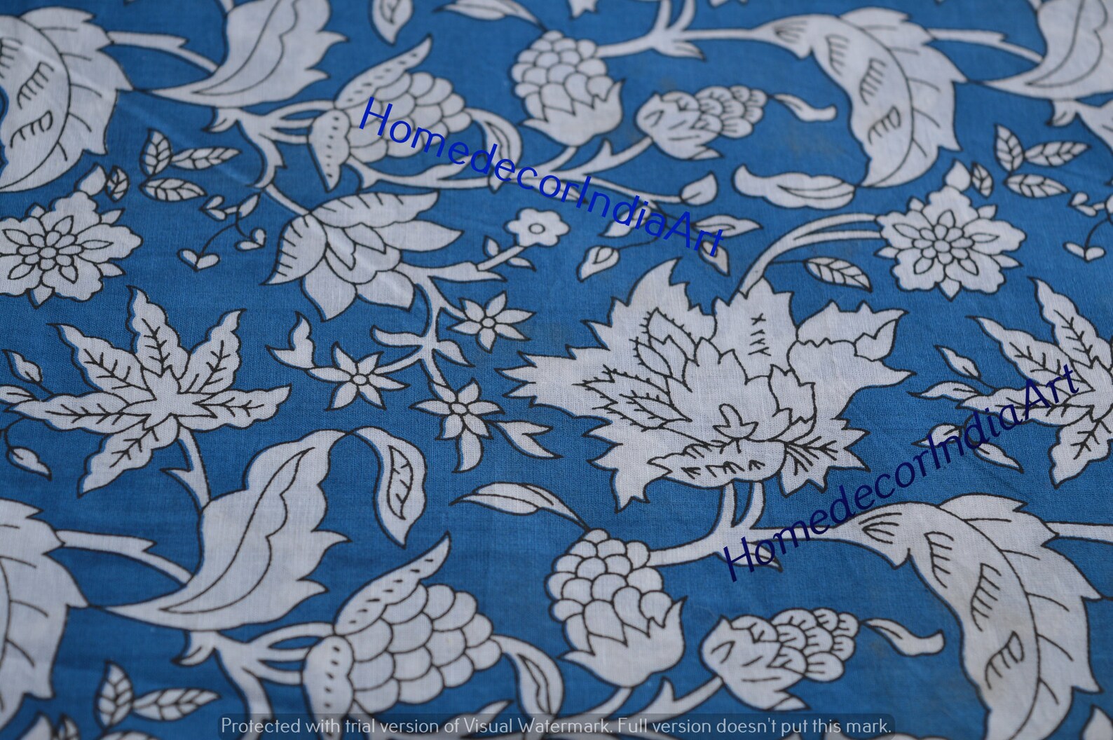 Sanganeri Hand Block Indian Blue Color Fabric 100 Cotton Etsy