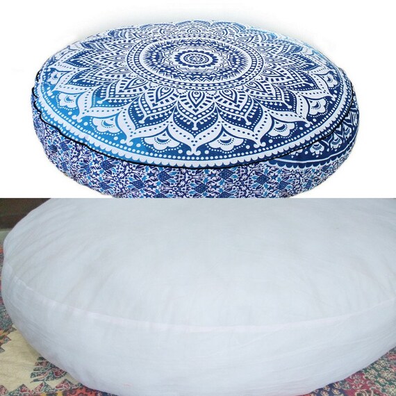 35 Indian Large Round Floor Cushion Cover Peacock Etsy