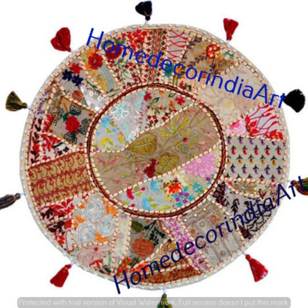 Boho vintage Hippie 32" Round Cushion Cover Home Decor Patchwork Floor Pillow Cover Art,Floor Cushion Living Room Furniture Floor Pillow