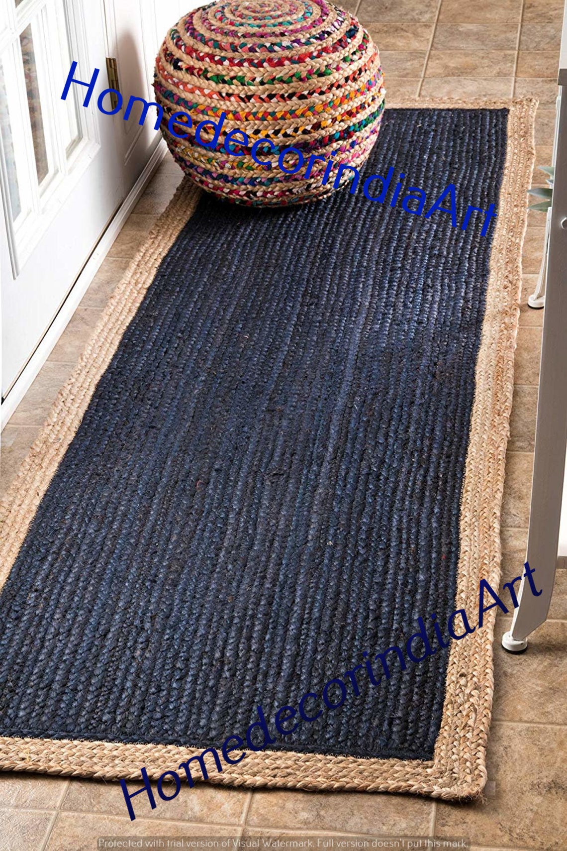 Braided Rug Runner Braided area rug Jute Cotton Rug Runner Etsy