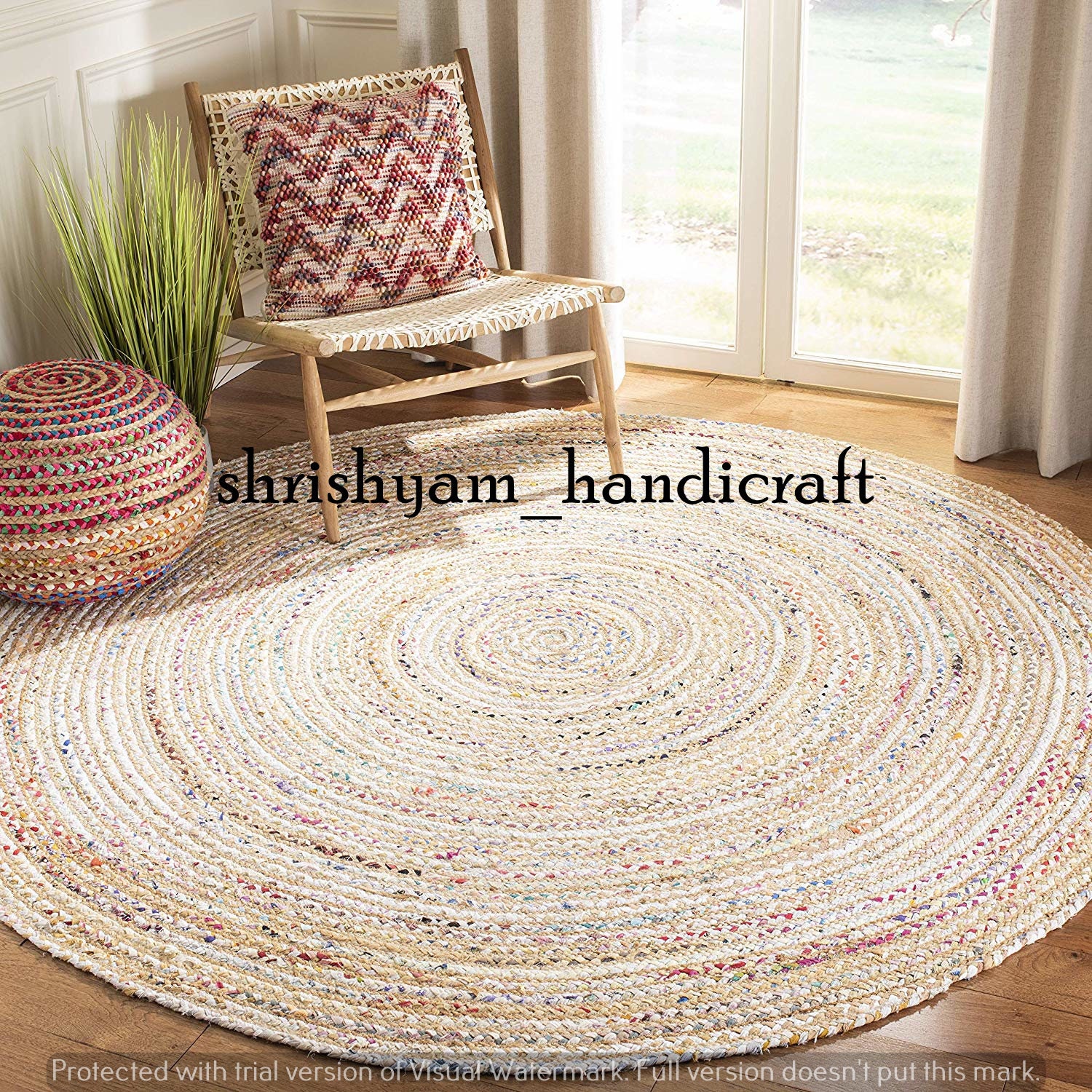 Jute Round Artisan Rug. Natural Jute and Herb Dye Rug. - Etsy