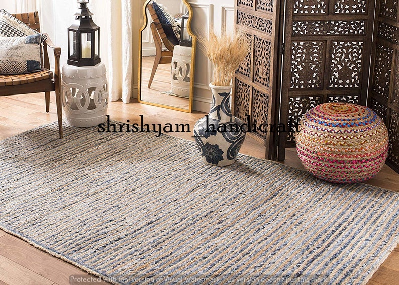 Reversible Rug Jute Natural Rectangle Braided Floor Mat Etsy