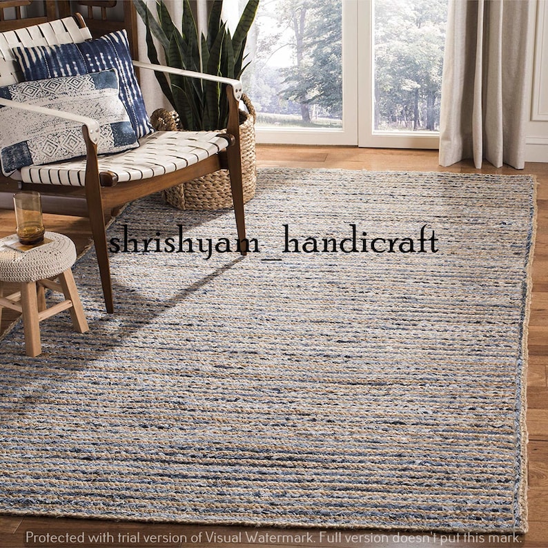 Reversible Rug Jute Natural Rectangle Braided Floor Mat Etsy