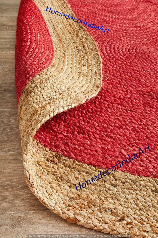 Red & Beige Braided RAG RUG Braided Carpet Rug Meditation Etsy