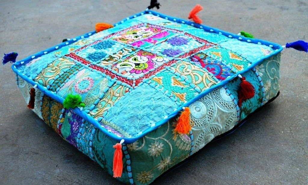 Large Floor Cushion Cover Floor Seating Indian Cushion Square Etsy Canada