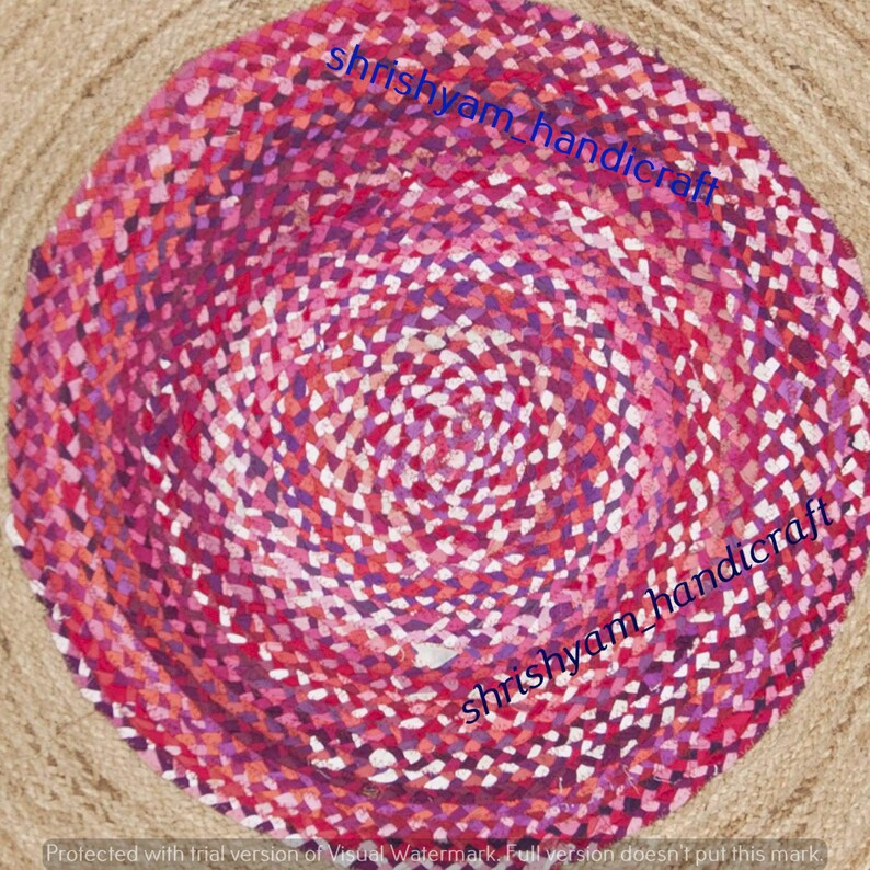 Round Jute and Cotton Pink and Beige Colour Home Decor Braided Etsy India