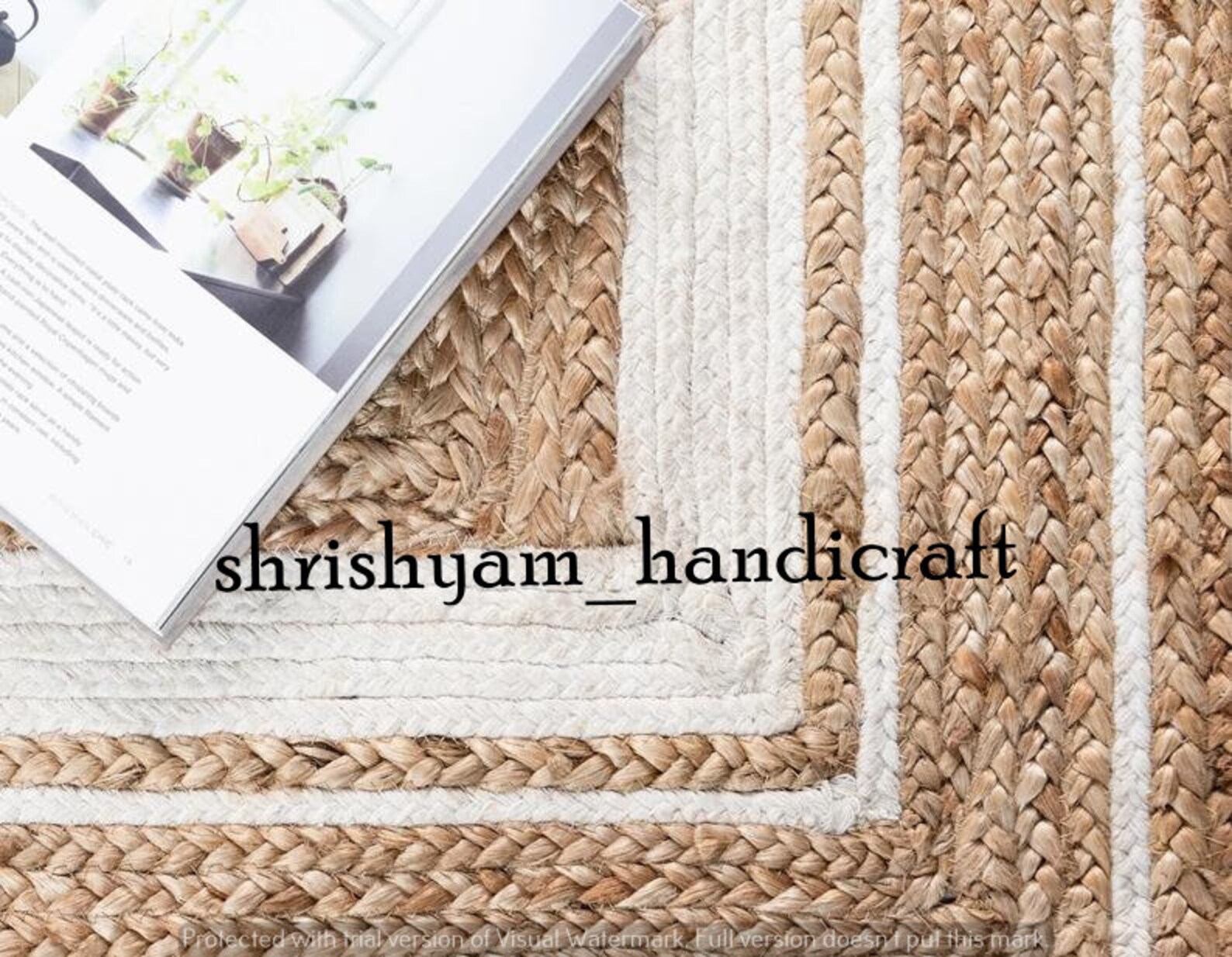 Hand Braided Square Jute Rug Rag Hand Woven Natural Jute area Etsy