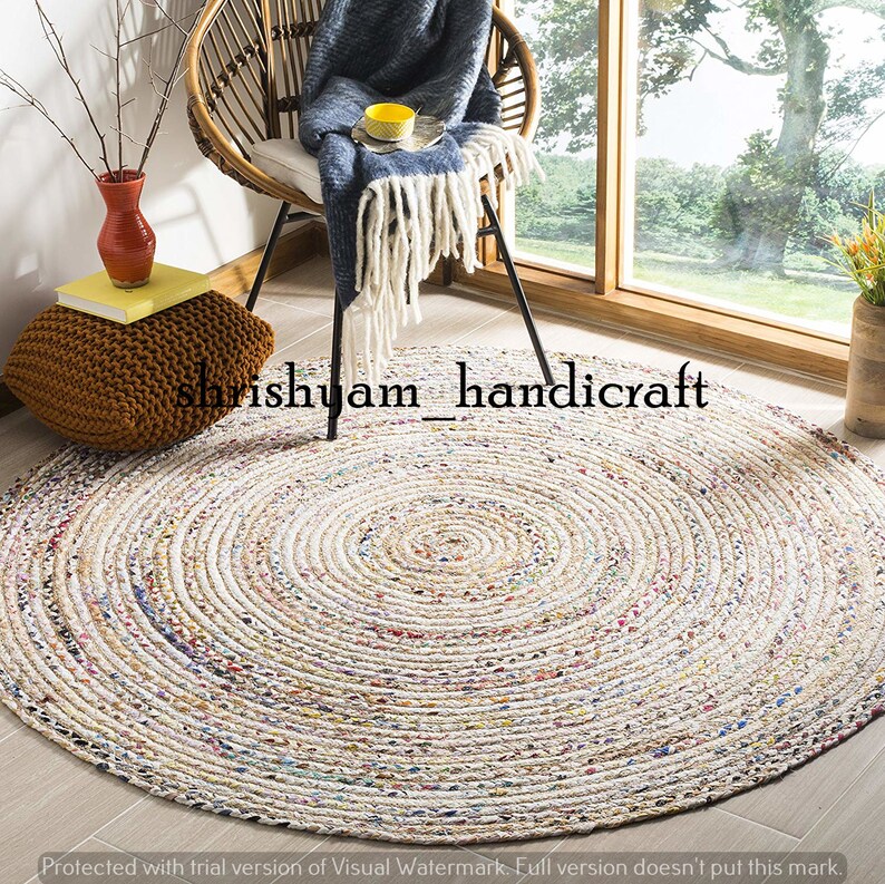 Jute Round Artisan Rug. Natural Jute and Herb Dye Rug. Etsy