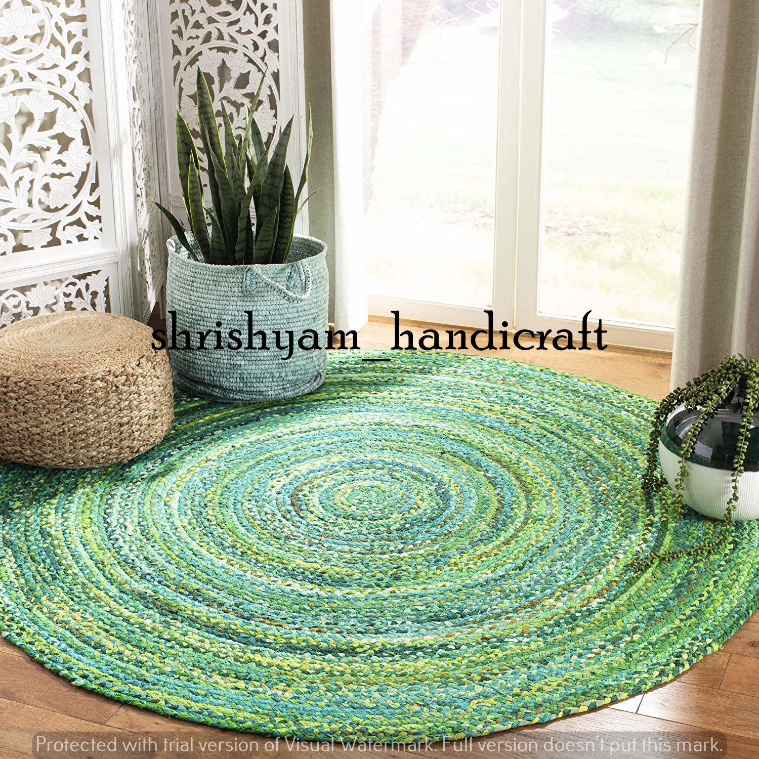 Indian Hand Braided Bohemian Cotton Chindi Area Rug Multi - Etsy Finland