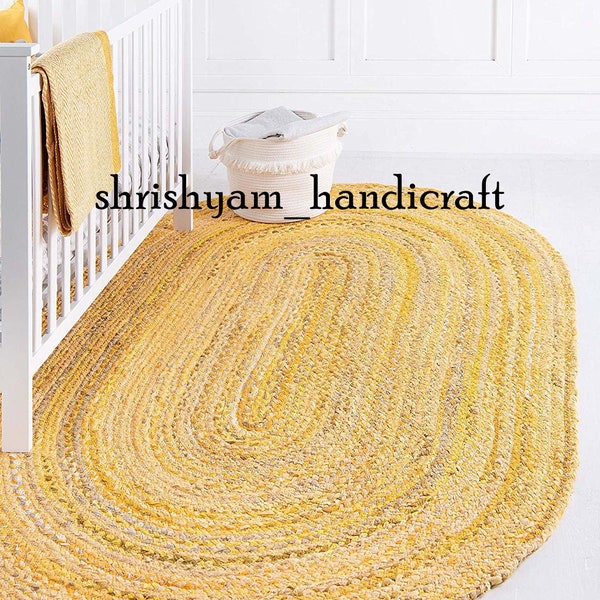 Hand Braided Bohemian Colorful Cotton Chindi Area Rug multi colors Home Decor Rugs cotton area rugs oval shape braided rug rag floor rug mat