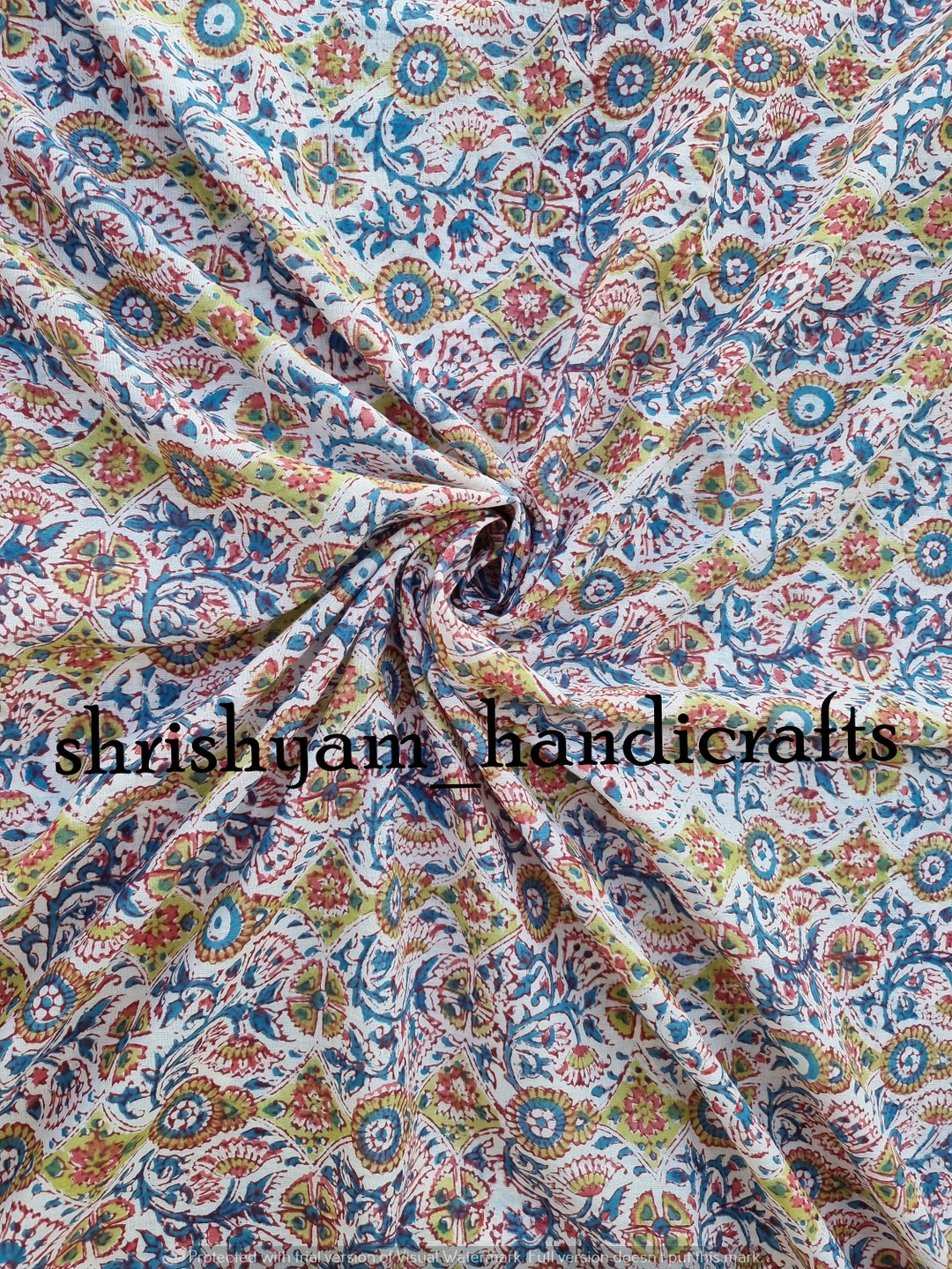 By Yard Indian Hand Block Print Fabric Handmade Floral Block - Etsy