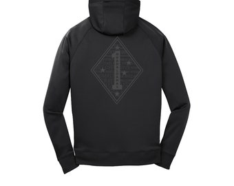 1st Marine Division Major Battles Polyester Hoodie, Military, Marines, Sailors, Navy, Service Members, Military Art, Blue Diamond, Old Breed