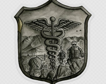 Afghanistan Corpsman Shield Clear Sticker, Military, USN, Navy, Sailors, Service Members, Marines, USMC, Corpsman
