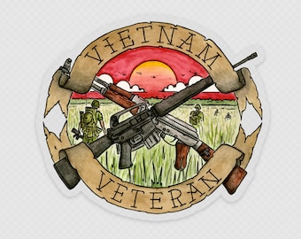 Vietnam Veteran Clear Sticker, USMC, Marines, Marine Corps, Navy, Army, Air Force, Soldiers, Sailors, Veterans