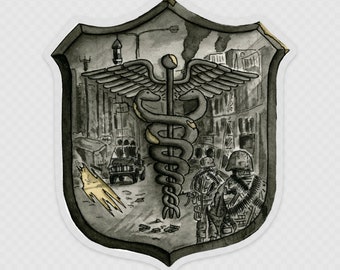 Iraq Corpsman Shield Clear Sticker, Military, USN, Navy, Sailors, Service Members, Marines, USMC, Corpsman