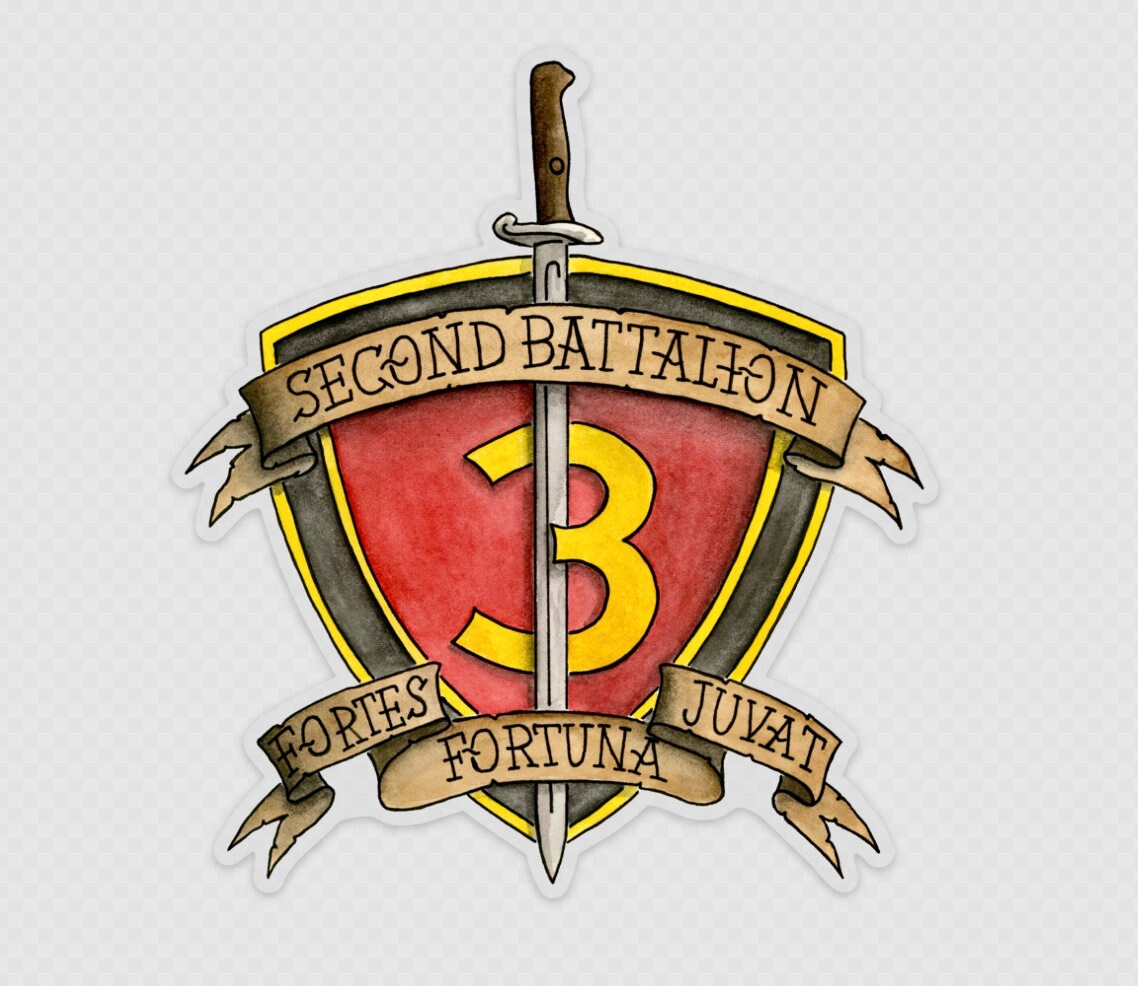 1st Battalion 3rd Marine Regiment USMC Vinyl Sticker – 4" X 3.73" – Darkside Ltd