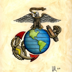 Marine Corps EGA Print, USMC, Marines, Marine Corps, Eagle Globe e Anchor.