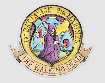 1st Battalion 9th Marine Clear Sticker, Ninth, Striking Ninth, 3rd Marine Division, Infantry, Military Art