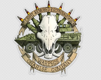 1st LAR Clear Sticker, Military, Marines, War Pigs, Charlie Company, Light Armored Reconnaissance