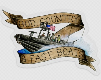 SWCC Sticker, USN, Navy, Sailors, God, Country, Fast Boats, Boats, America, Freedom, Salt Life
