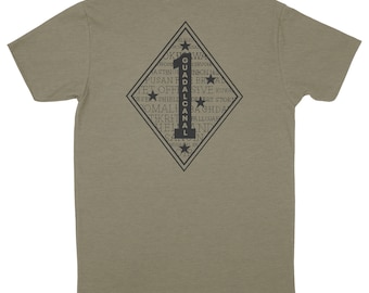 1st Marine Division Major Battles T-shirt, Military, Marines, Sailors, Navy, Service Members, Military Art, Old Breed, Blue Diamond
