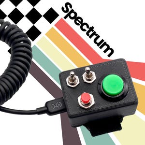 NASCAR-style Push-to-Talk USB Button Box - Compact 6-Function Sim Racing PC Controller for iRacing, Assetto Corsa, Automobilista