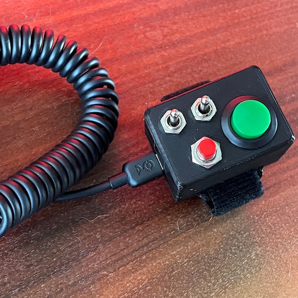 NASCAR-style Push-to-Talk USB Button Box - Compact 6-Function Sim Racing PC Controller for iRacing, Assetto Corsa, Automobilista