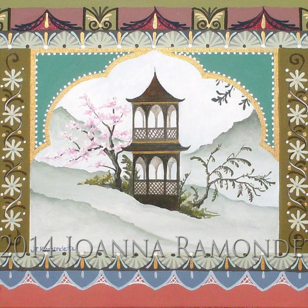 Spring Pagoda Folding Cards- Box of 8