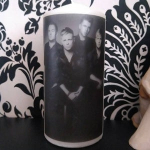 Candela a colonna con immagine - ispirata ai Westlife. Natale, compleanno, ringraziamento, San Valentino, festa della mamma, ventaglio, regalo.
