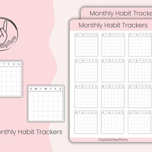 Adesivos para Rastreador de Hábitos Mensais – Conjunto de 12 Adesivos para Bullet Journals e Planners (Segunda ou Domingo | Produtividade | Suprimentos BuJo