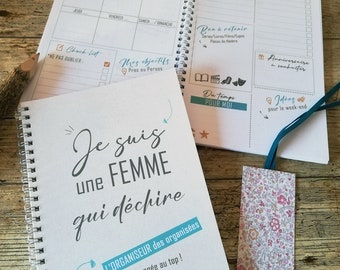 Organiseur agenda format A5, carnet planer femme dépense anniversaire RDV to do list sur papier recyclé, cahier  journalier vertical humour