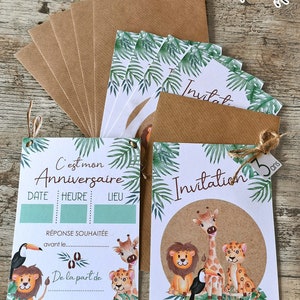 Carton d'invitation anniversaire thème jungle image 1