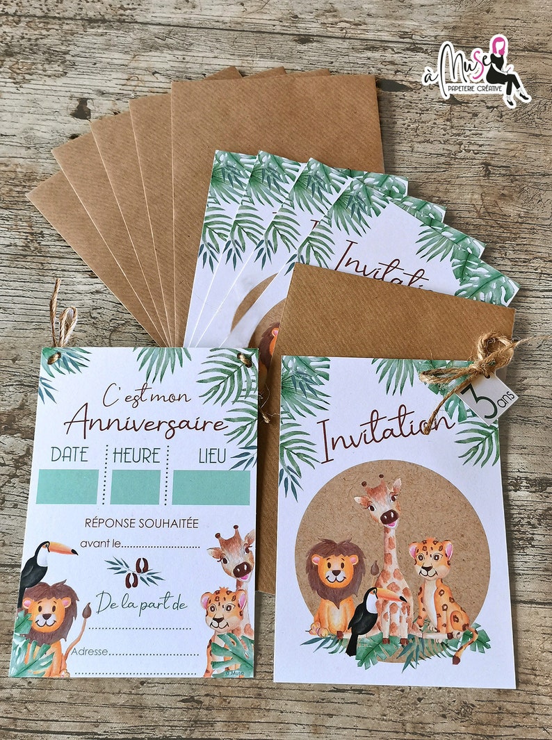 Carton d'invitation anniversaire thème jungle image 1