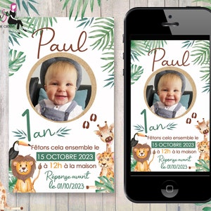 Invitation anniversaire numérique jungle