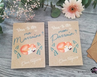 Carte parrain / marraine renard