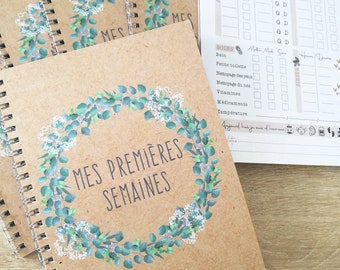 Carnet de suivi des premières semaines de bébé, cahier du quotidien horaire biberon couche sommeil sante ,idée cadeau naissance babyshower