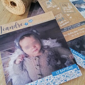 Faire-part naissance ou bapteme liberty photomaton grande carte