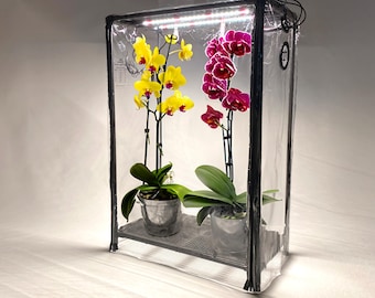 Orchid Mini Greenhouse, Grow system. Automatic air humidity control with a built-in humidifier,2 Grow Lights, Fan, Digital control panel.