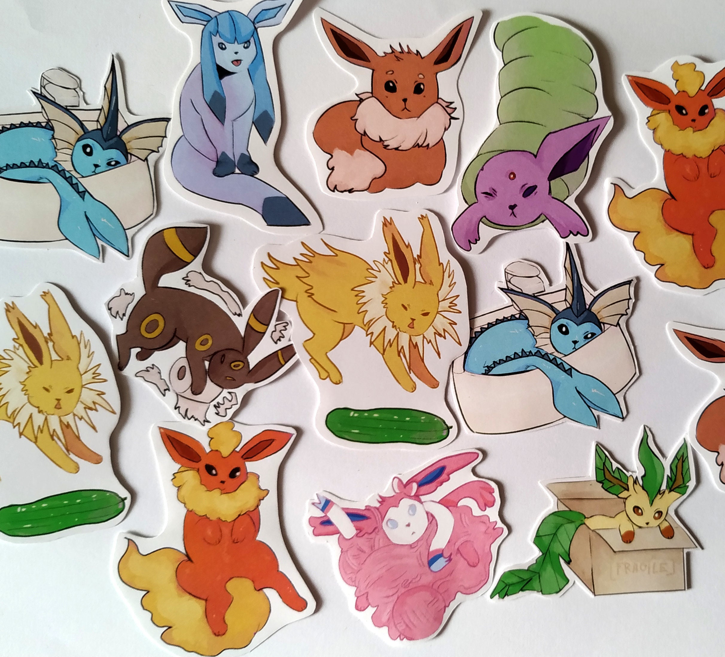 Cute Eeveelution Sticker Set Eevee Flareon Jolteon 