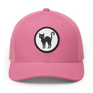 Black Cat Patch Snapback Hat | Halloween Trucker Cap | Spooky Embroidered Hat | Halloween Gift