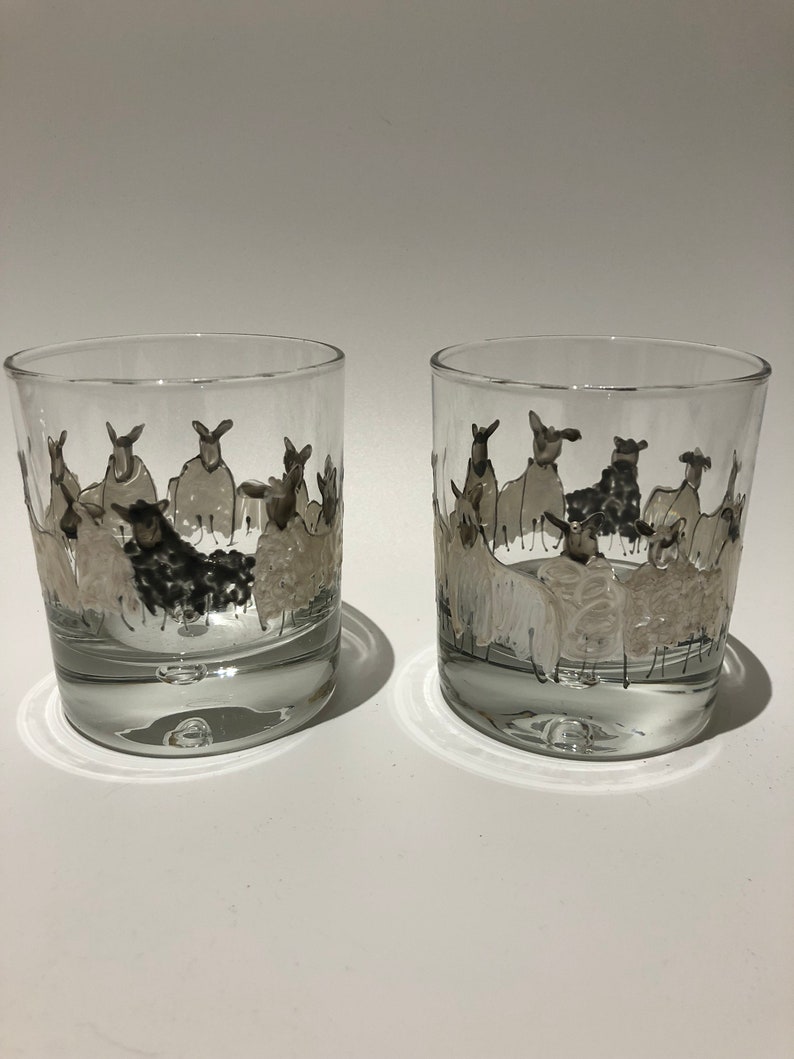 Handpainted Sheep Glasses Etsy UK