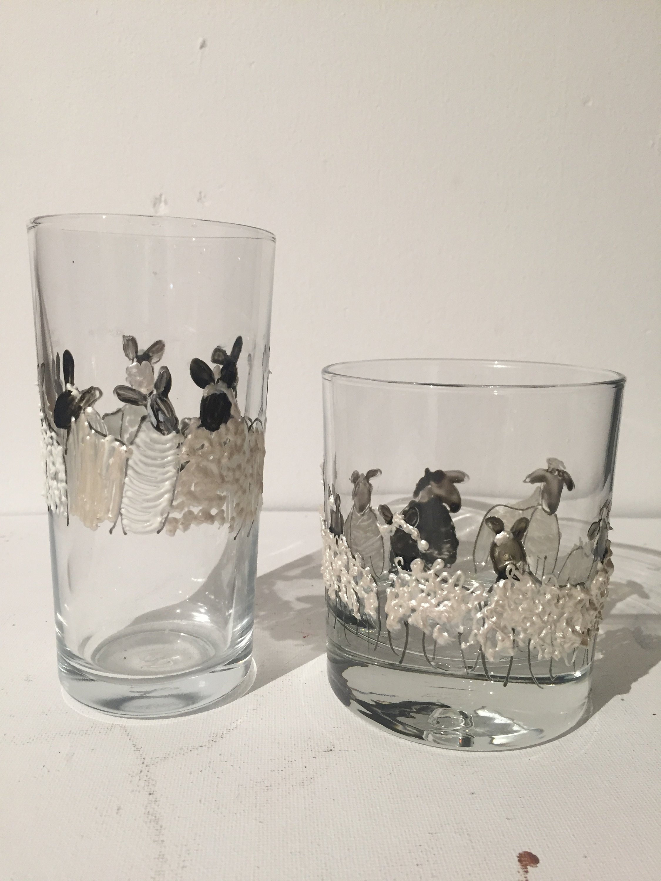 Handpainted sheep glasses Etsy