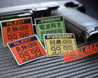 Metal Gear Solid Alert, Evasion, & Jamming Phase - Holographic Foil Playstation Gaming Laptop Sticker Set