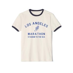 Camiseta Ringer del Maratón de Los Ángeles, camiseta arcoíris, ropa unisex para correr maratones